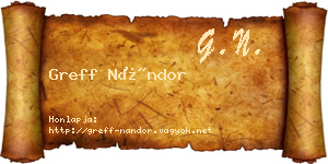 Greff Nándor névjegykártya