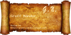 Greff Nándor névjegykártya